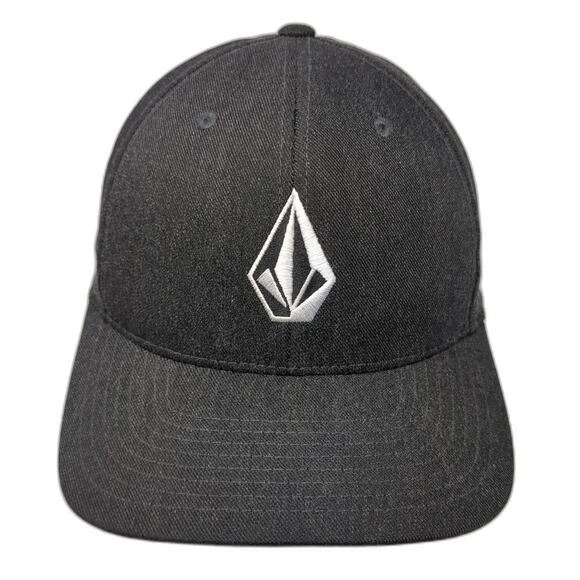 Volcom Stone Logo Fitted Hat Black Medium Embroidered Flexfit Outdoor - Picture 1 of 10